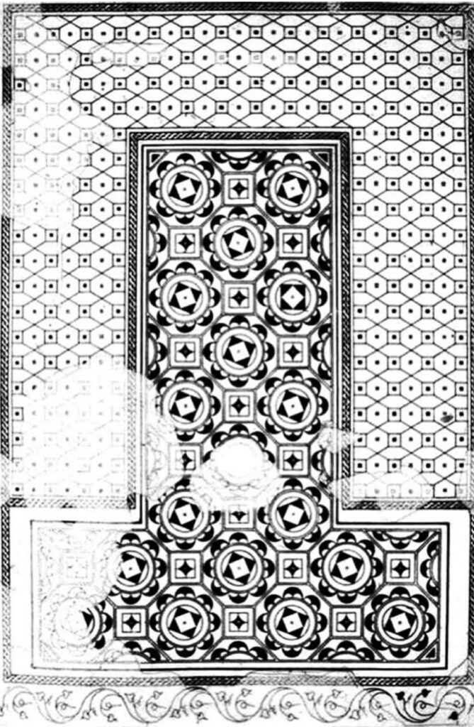 Pavement du triclinium en noir et blanc